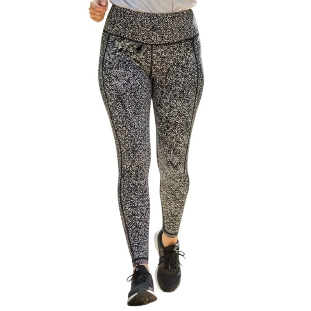 Lululemon Athletica Black White Speckled High Rise Leggings Womens Size 8